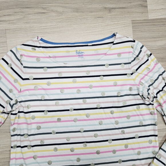 Boden Girls Longsleeve Stripe Shirt Size 14 Colorful Polka Dot - Picture 4 of 9